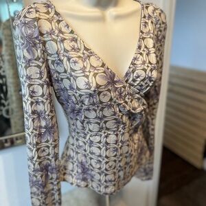 Versace Jeans Collection Black and Gray Wrap Blouse
